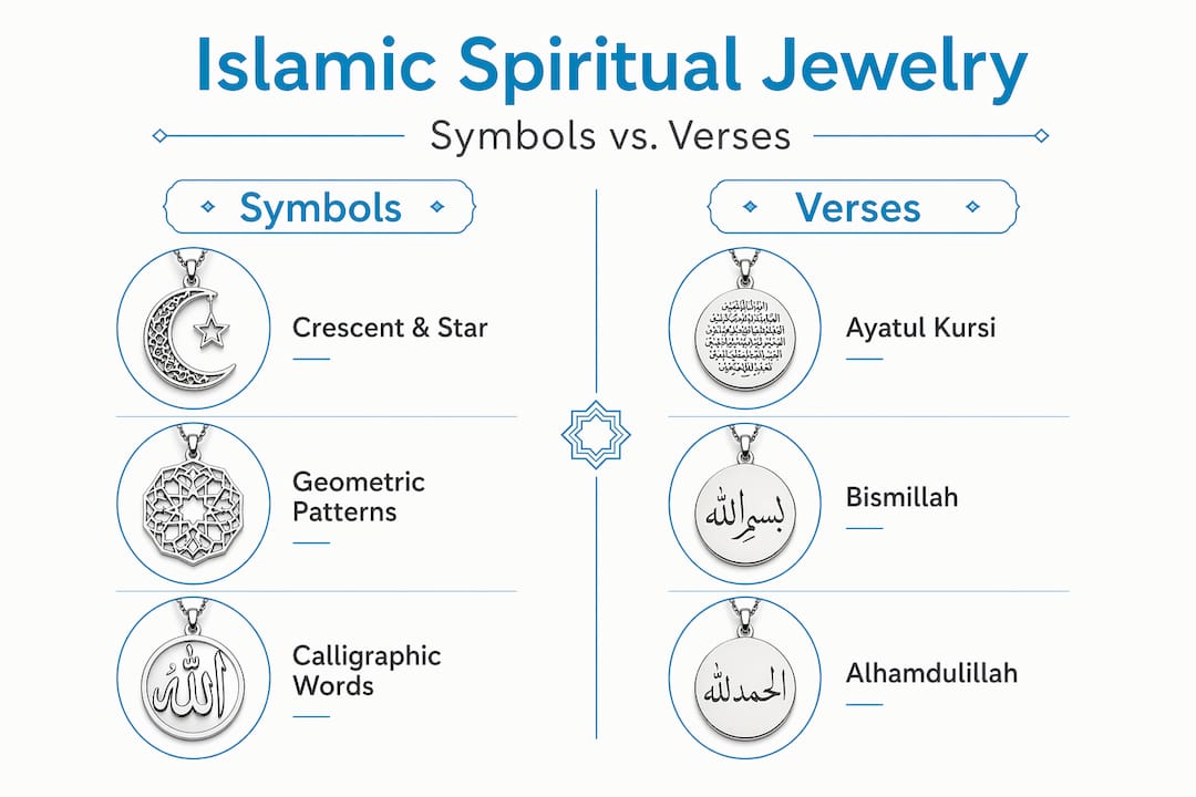 Infographic comparing symbols and verses in jewelry