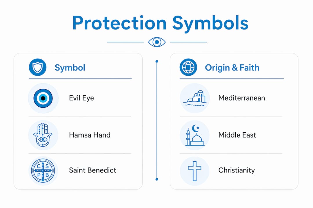 Infographic comparing spiritual protection symbols