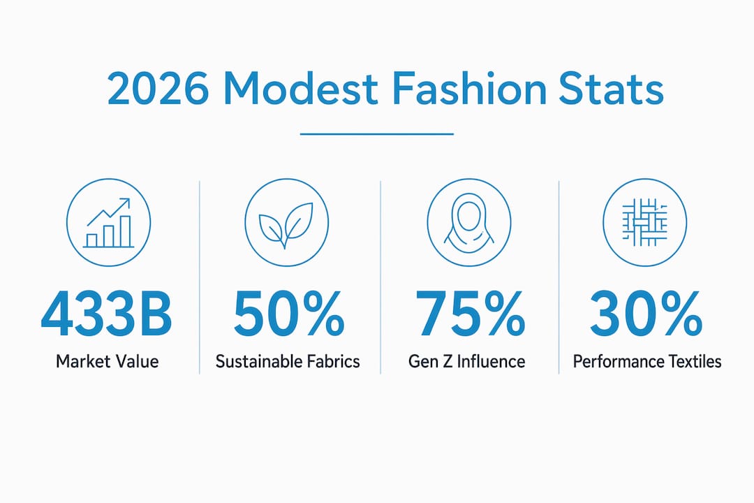 Infographic showing 2026 modest fashion key statistics
