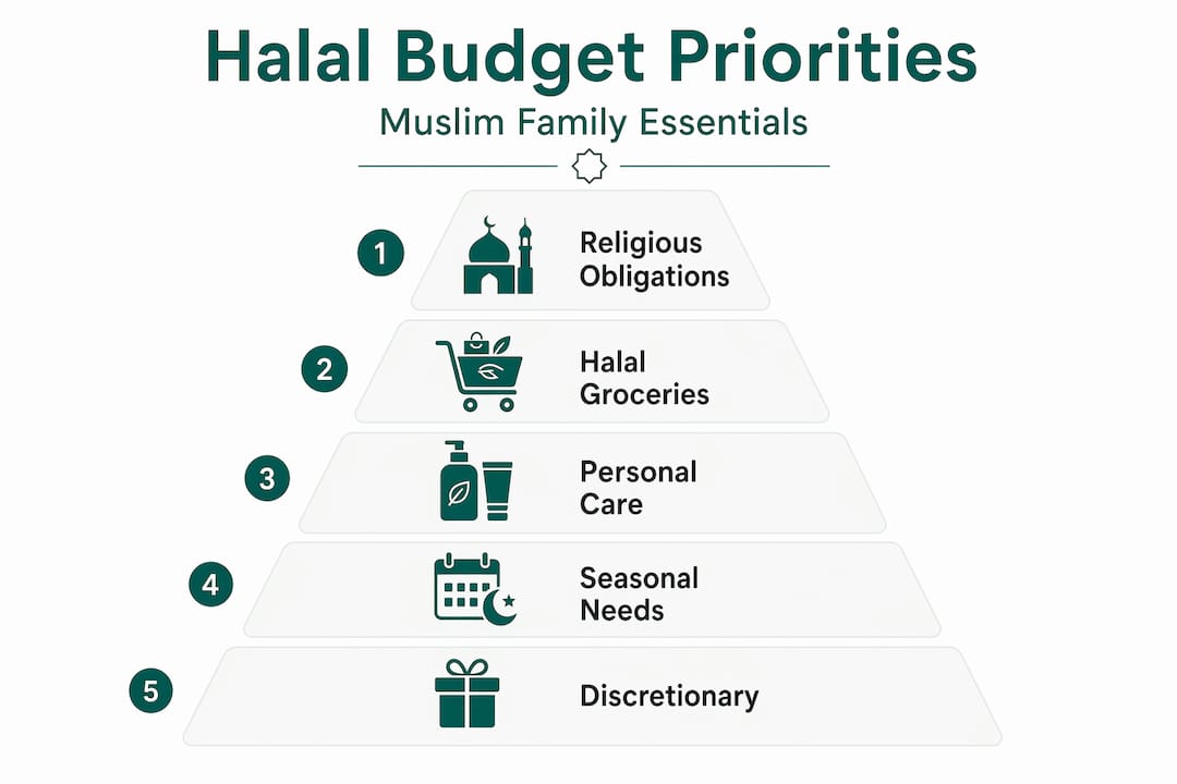 Halal household budget priorities hierarchy infographic