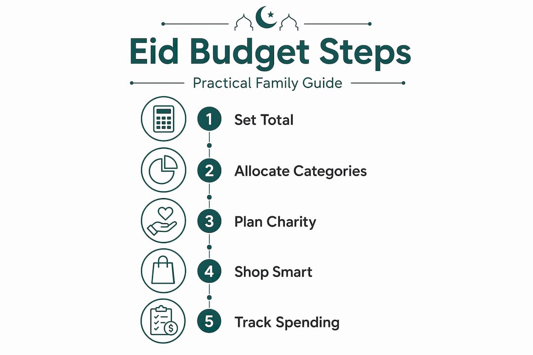 Vertical flow infographic of Eid budgeting process
