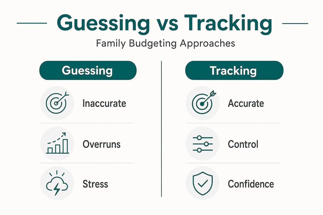 Infographic comparing guessing and tracking budgets