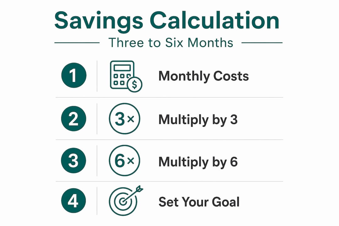 Infographic showing emergency fund calculation steps