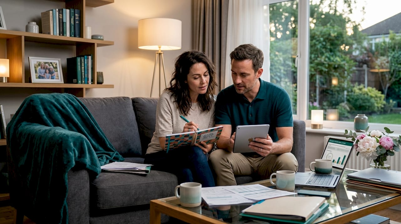 Family reviewing charitable giving budget plan