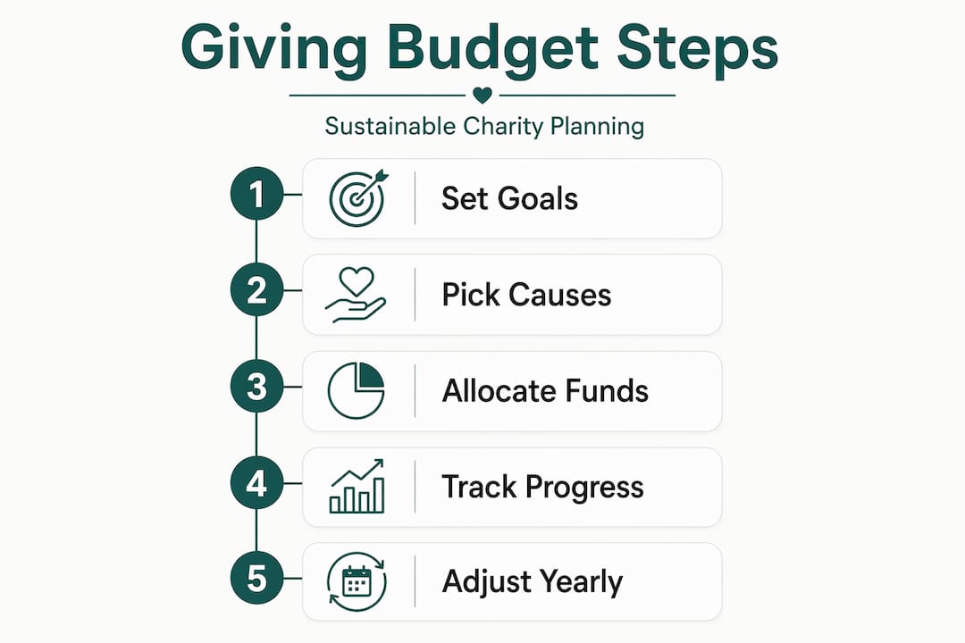 Infographic showing core steps for sustainable charitable giving