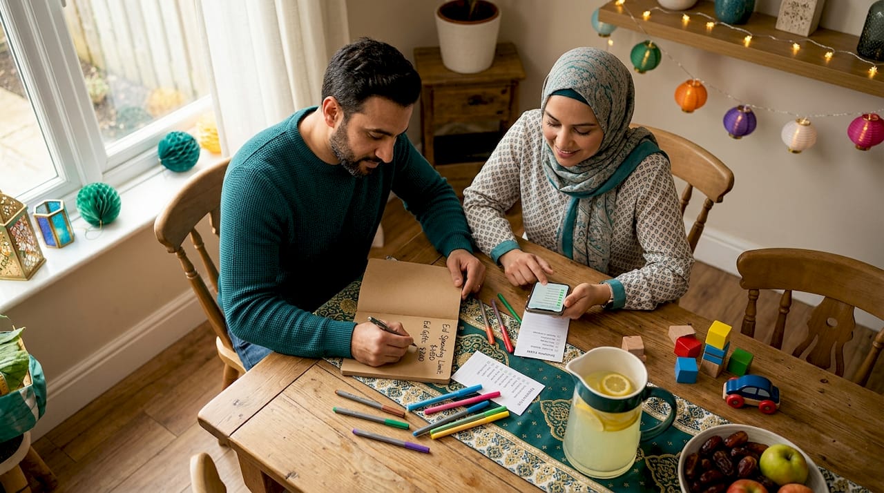 Family planning Eid budget at table