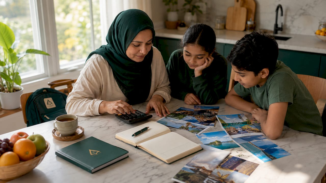 Family planning vacation budget at home