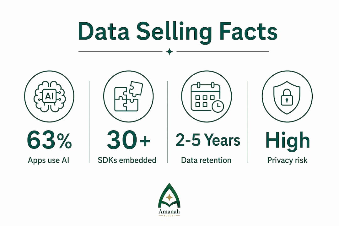 Infographic showing key data selling facts with statistics