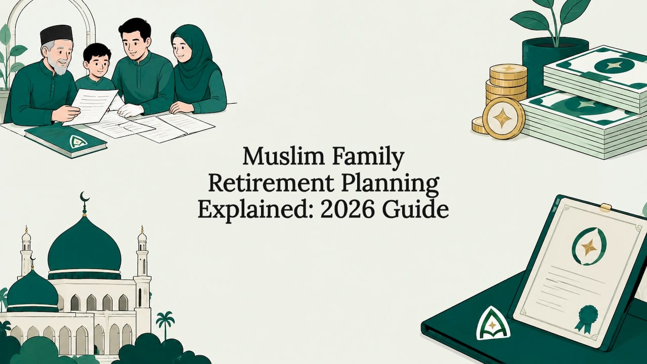 Decorative title card illustrating Muslim family retirement planning
