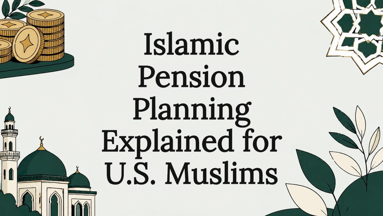 Decorative title card illustration with Islamic finance theme