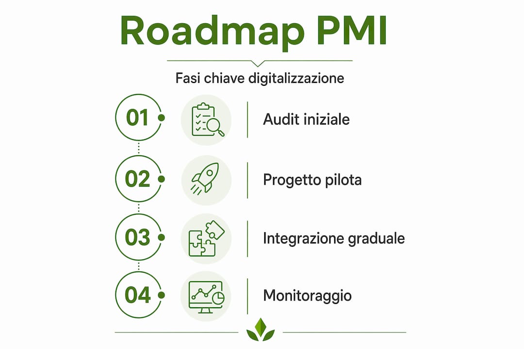 Infografica: percorso guidato per la digitalizzazione delle PMI, passo dopo passo