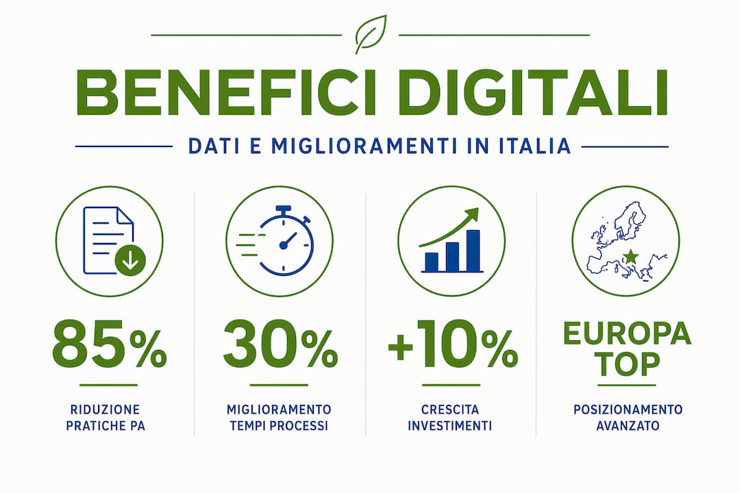 Grafico informativo con i principali dati sulla digitalizzazione