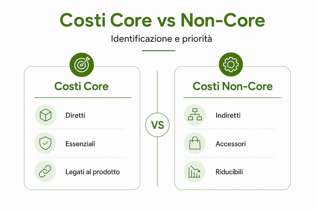 Grafico comparativo tra costi principali e costi accessori in azienda