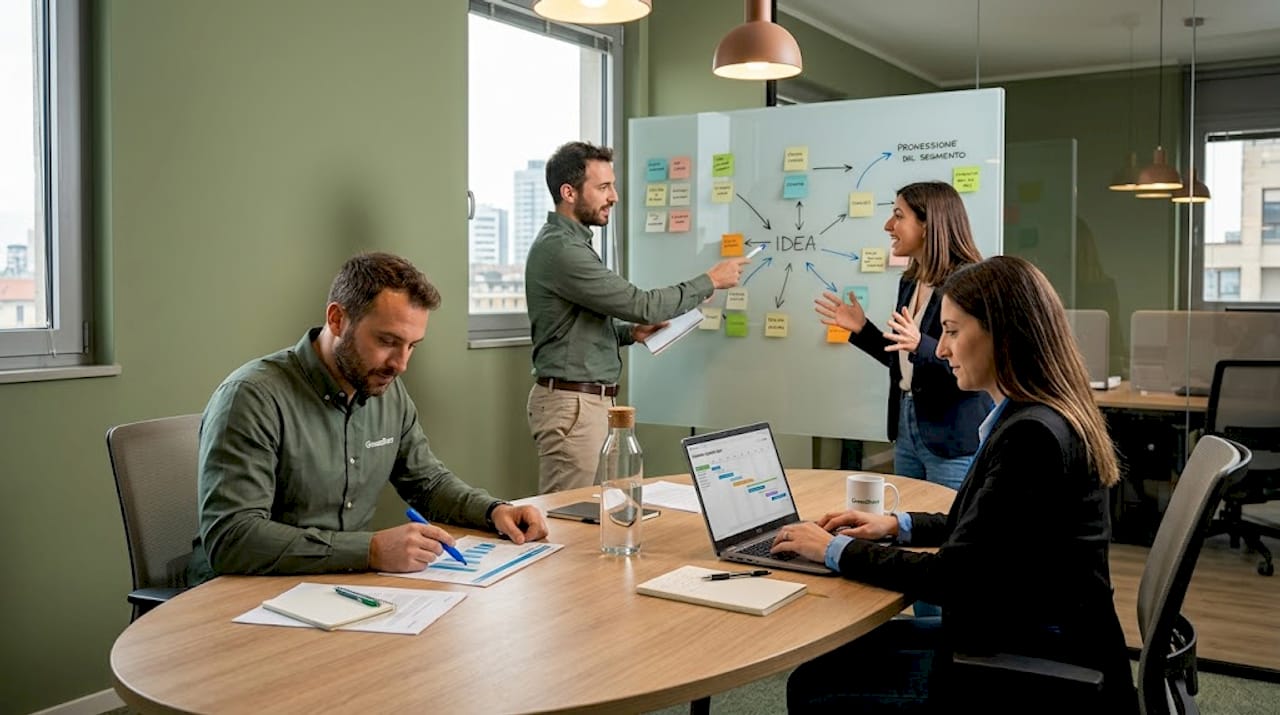 Il team si è riunito per coordinare le diverse fasi del progetto digitale.