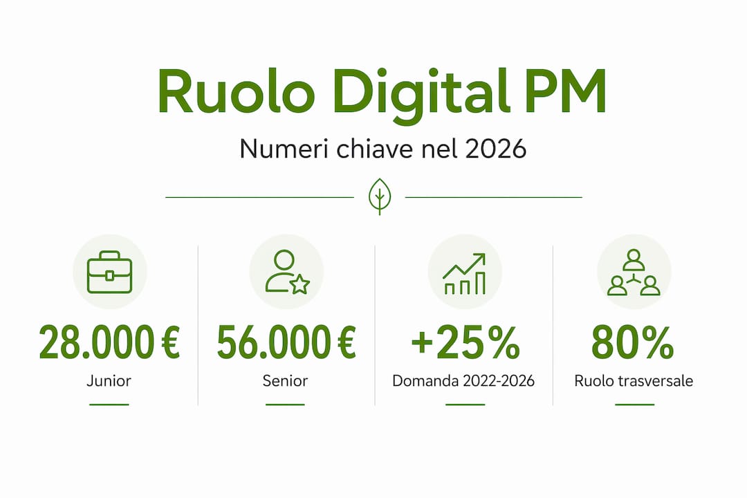 Panoramica visiva sui principali dati del ruolo di Digital Project Manager