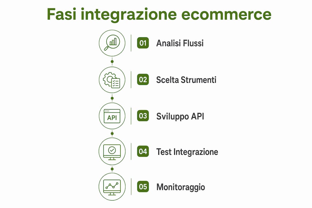 Schema illustrativo delle principali tappe del processo di integrazione di un ecommerce