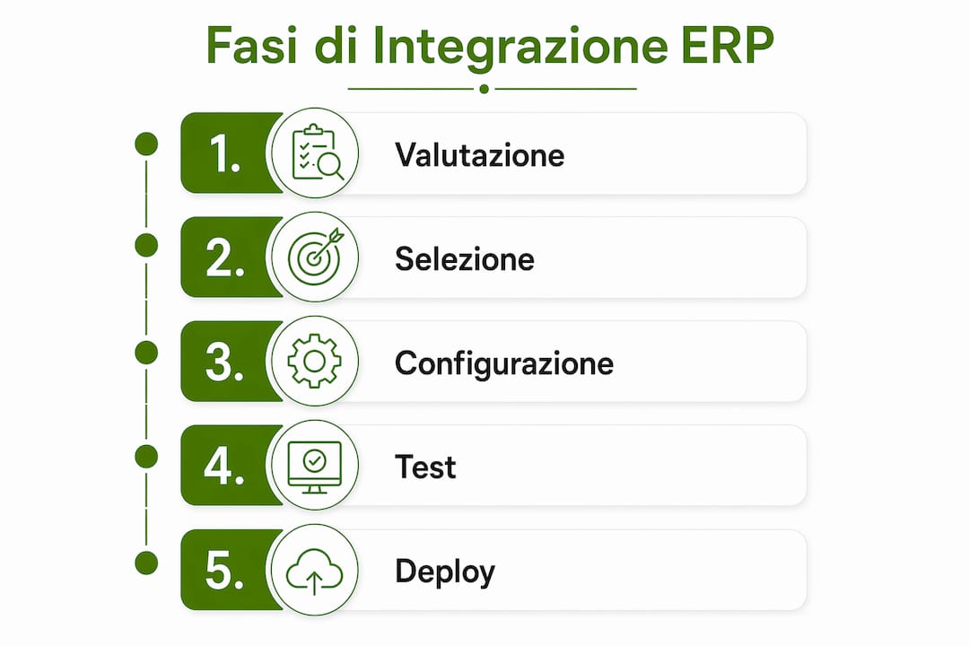 Schema illustrativo delle principali tappe per l’integrazione di un sistema ERP