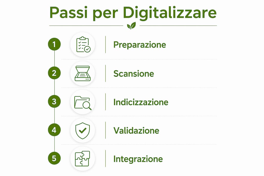 Guida visiva ai passaggi chiave per digitalizzare i tuoi documenti