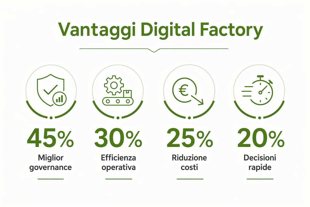 Scopri attraverso un’infografica i principali benefici offerti dalla digital factory.