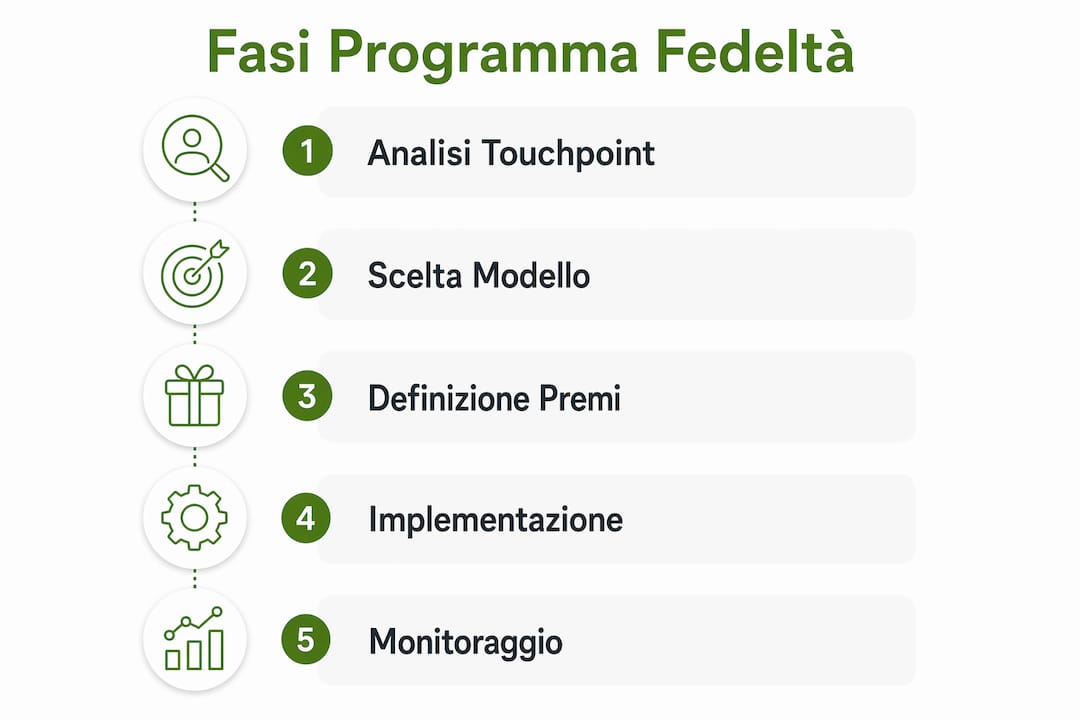 Infografica sulle principali fasi per sviluppare un programma di fidelizzazione