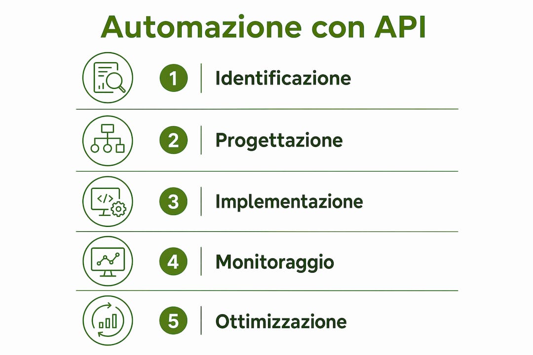 Infografica sul processo di automazione aziendale tramite API