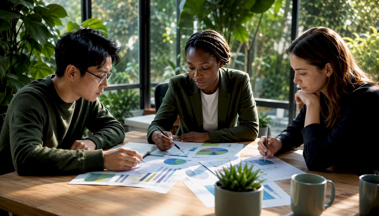 Il team dell’azienda moda analizza i dati durante una riunione
