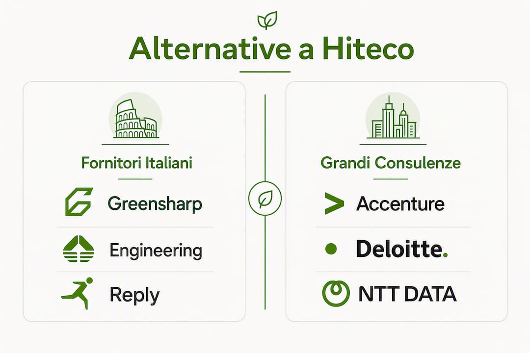 Infografica che mette a confronto le principali alternative a Hiteco