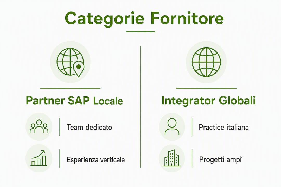 Infografica sulle diverse tipologie di fornitori SAP a confronto