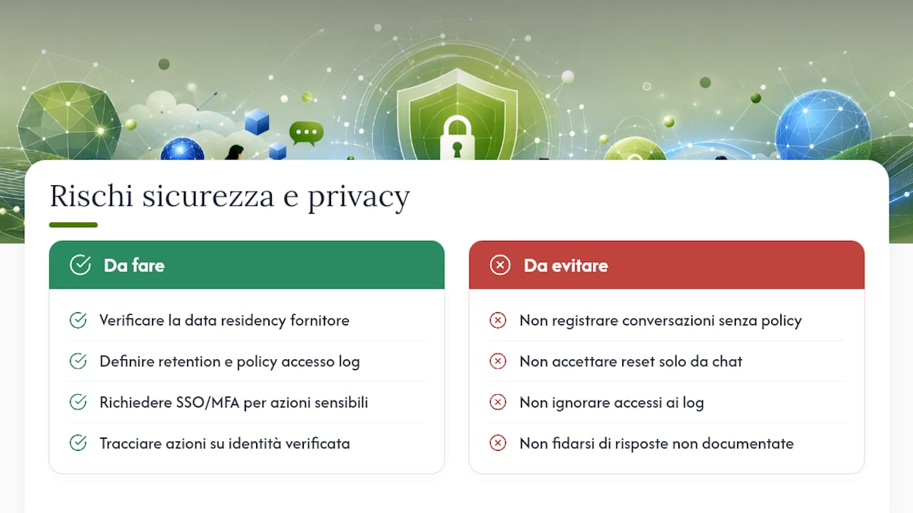 Quali rischi di sicurezza e privacy considerare — overview diagram