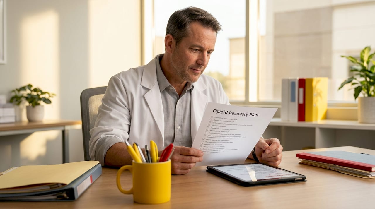 Doctor reviewing opioid recovery treatment plan