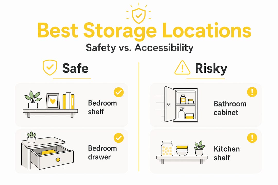 Infographic comparing safe and risky storage locations
