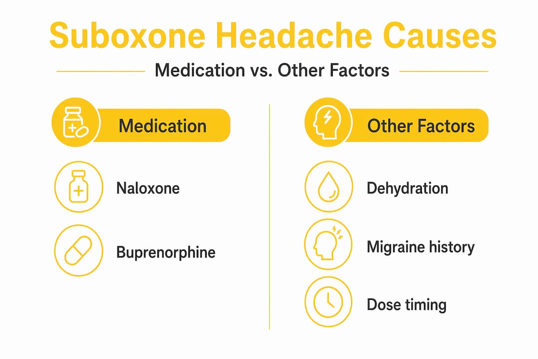 Infographic showing Suboxone headache medication and other causes