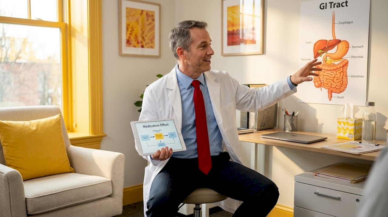 Doctor explains opioid medication effects to patient