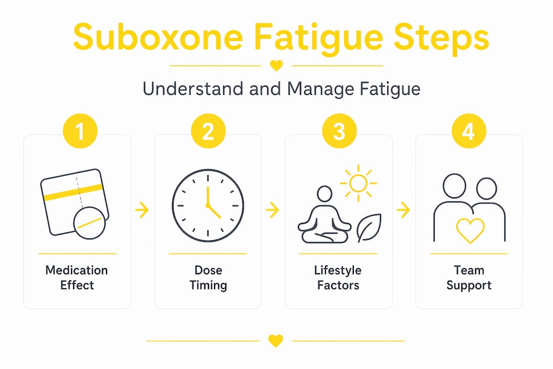 Infographic shows four steps to manage Suboxone fatigue