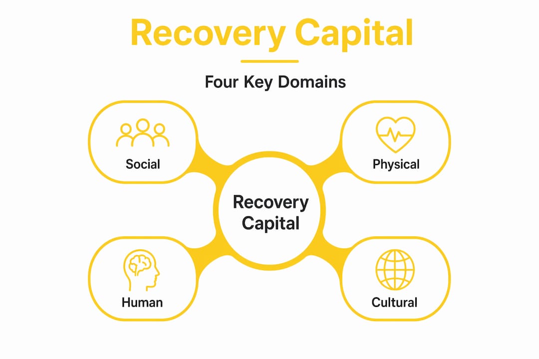 Hierarchy infographic showing four domains of recovery capital