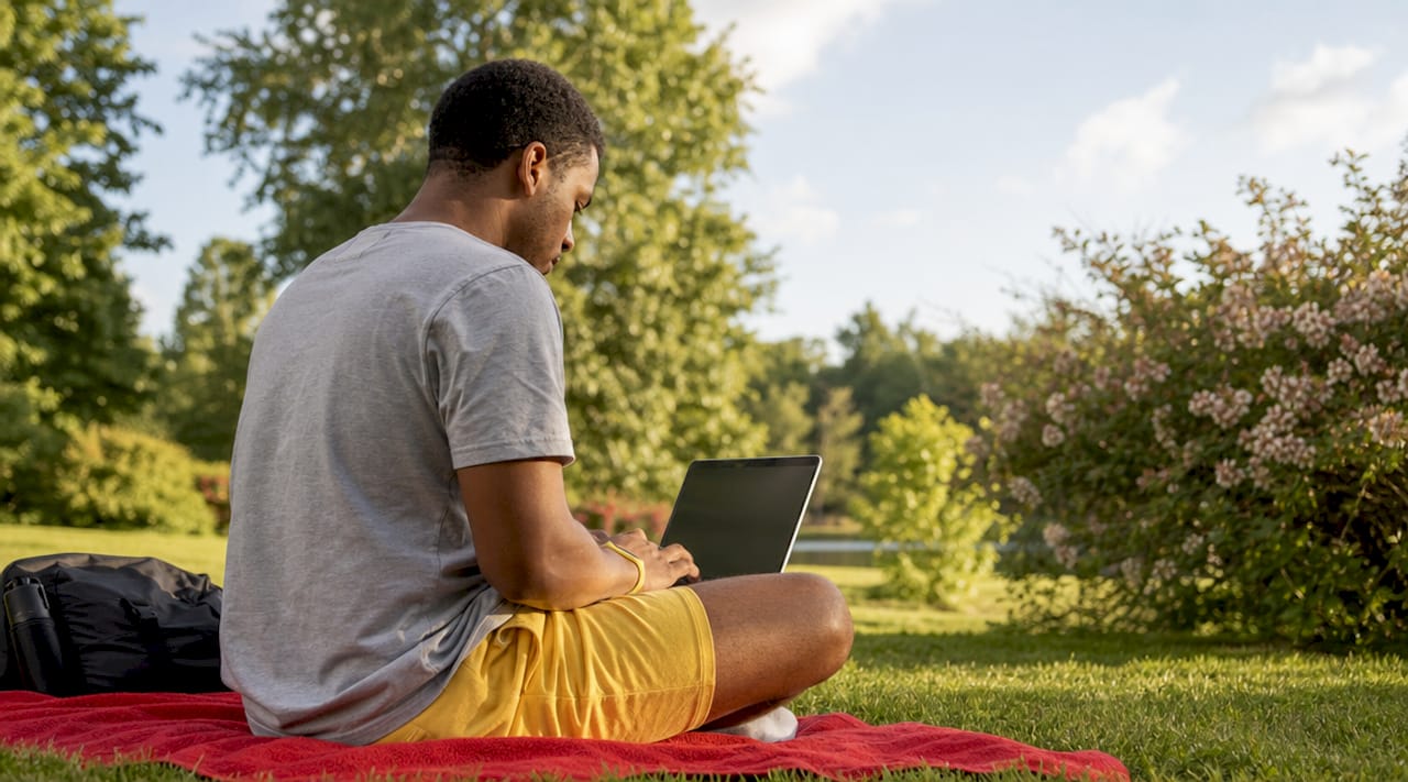 Person preparing laptop for telehealth Suboxone refill