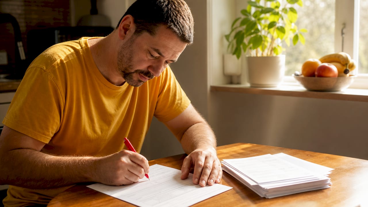 Hands filling out copay assistance application