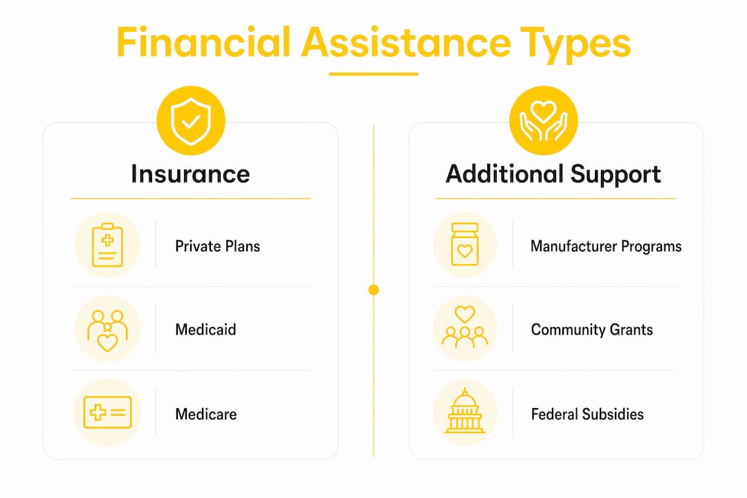 Infographic comparing insurance and support options