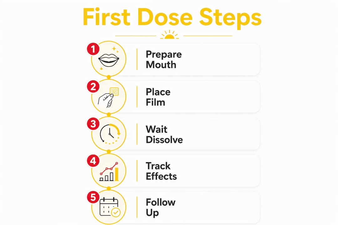 Infographic showing first Suboxone dose step-by-step process