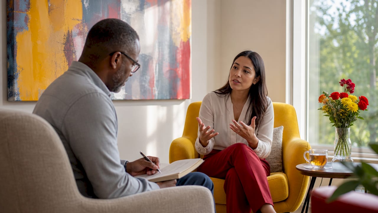 Patient and therapist in counseling session