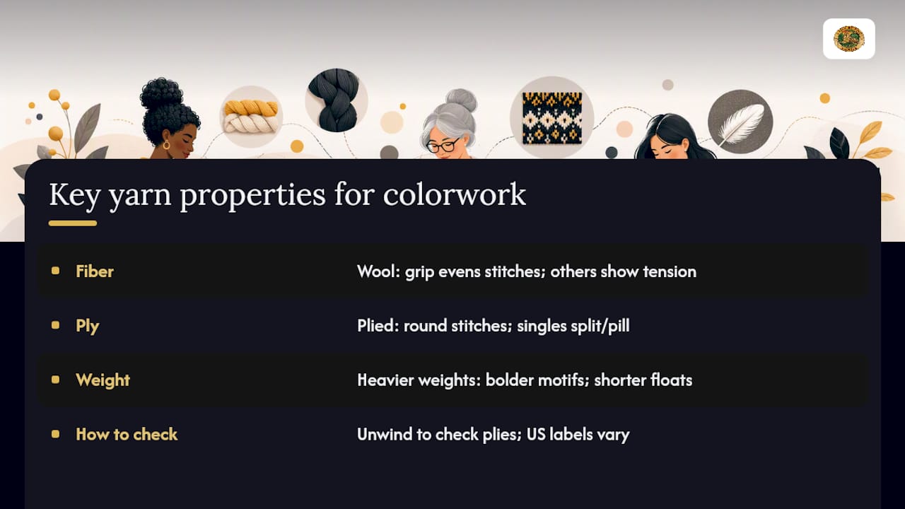 Diagram comparing fiber, ply, and weight yarn properties