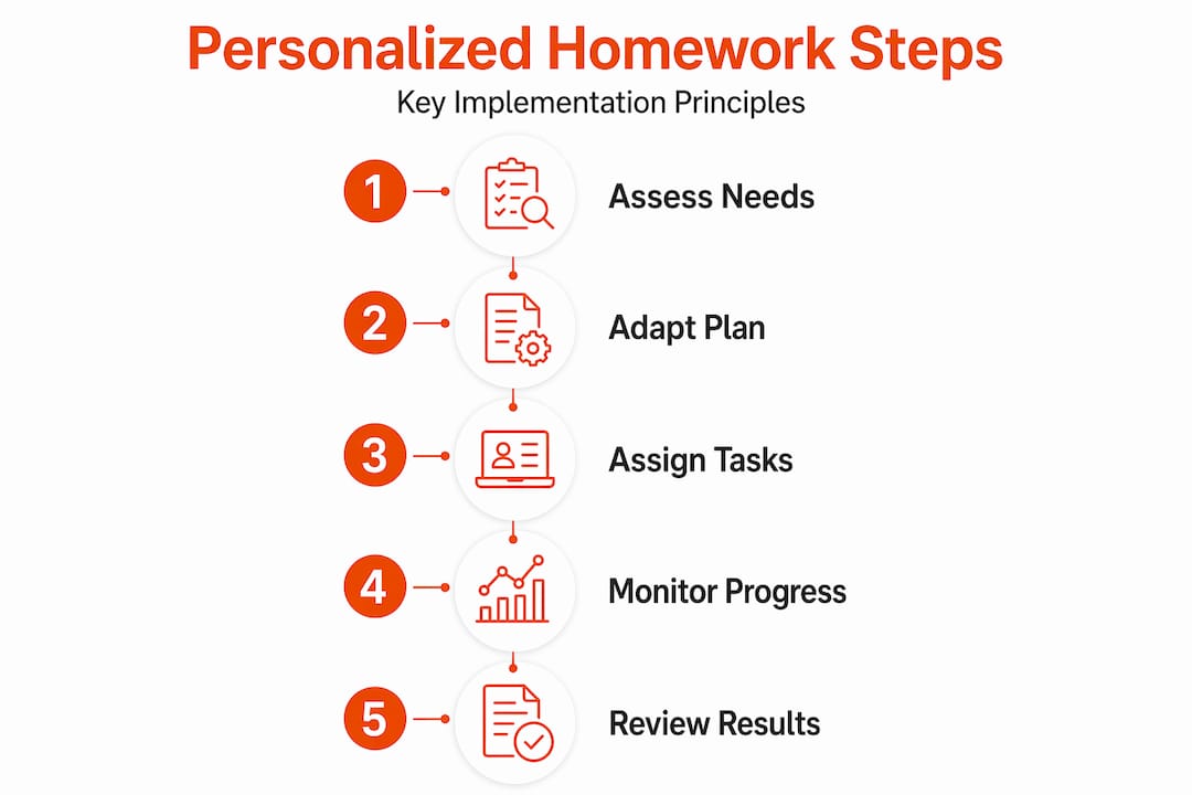 Infographic illustrating personalized homework support steps