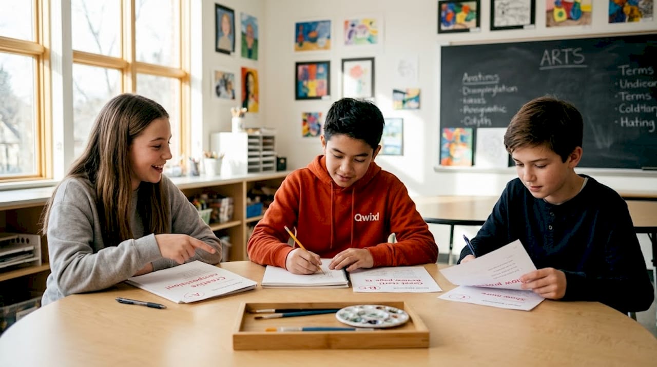 Students reading feedback in classroom setting
