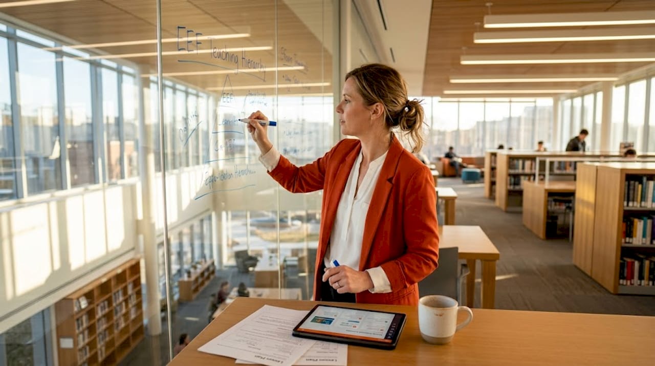 Educator marking evidence-based teaching strategies