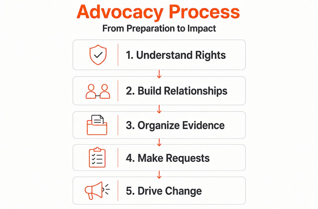 Infographic guides advocacy process step-by-step