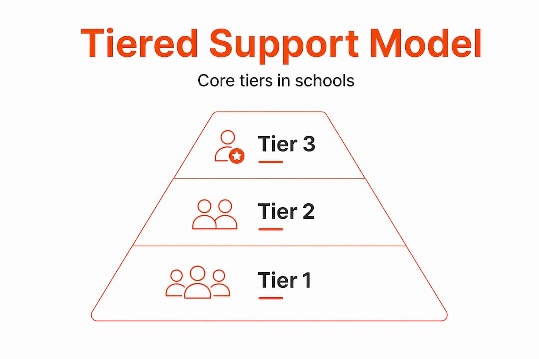 Infographic illustrating three-tiered support model hierarchy