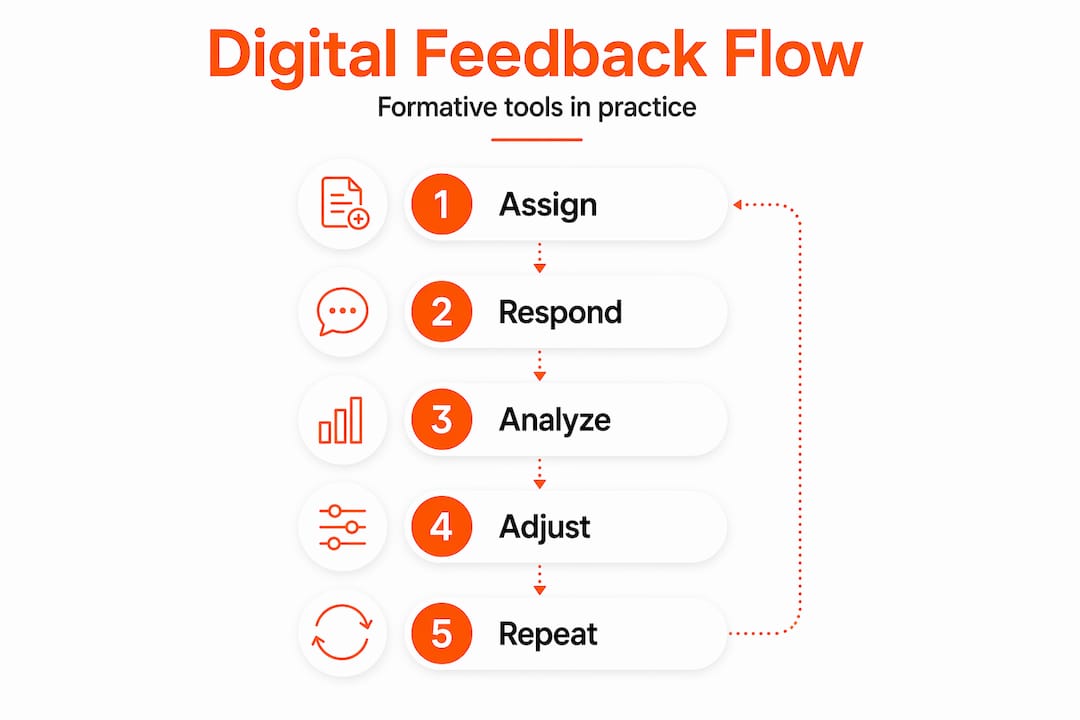 Infographic illustrating steps of digital formative feedback