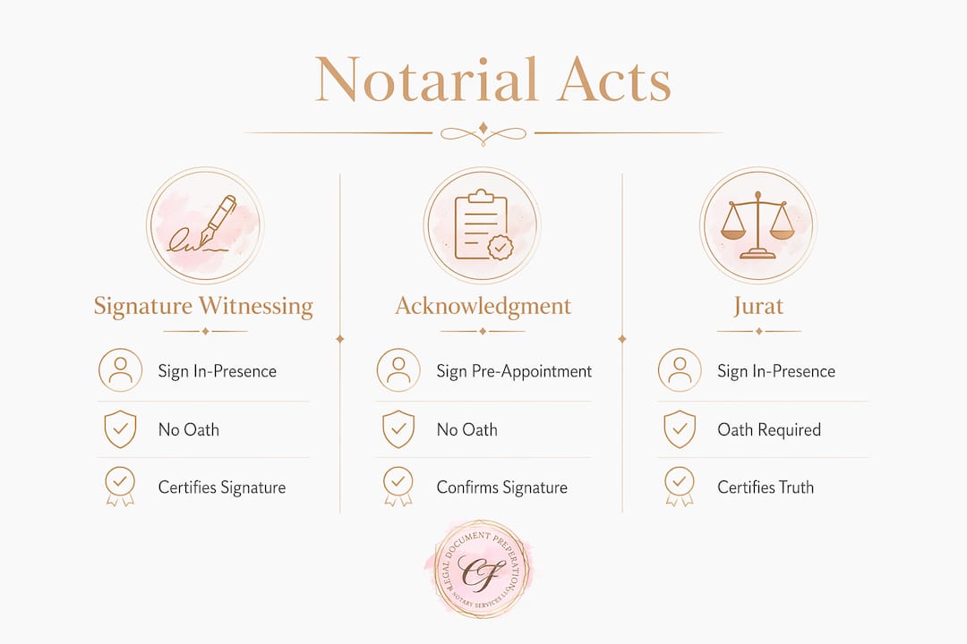 Infographic comparing notarial acts types