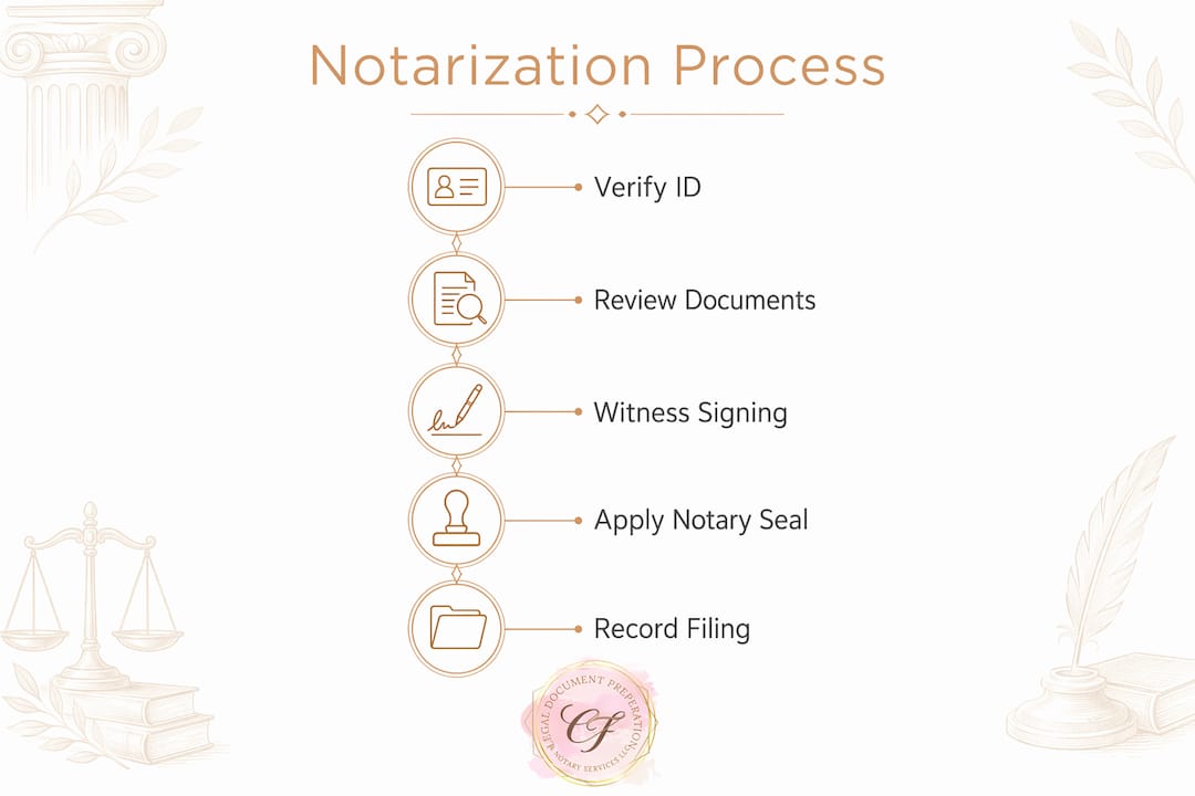 Infographic illustrating real estate notarization steps