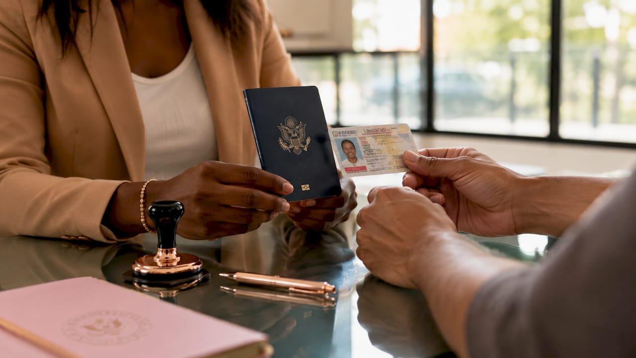 Hands holding valid ID documents for bilingual notary